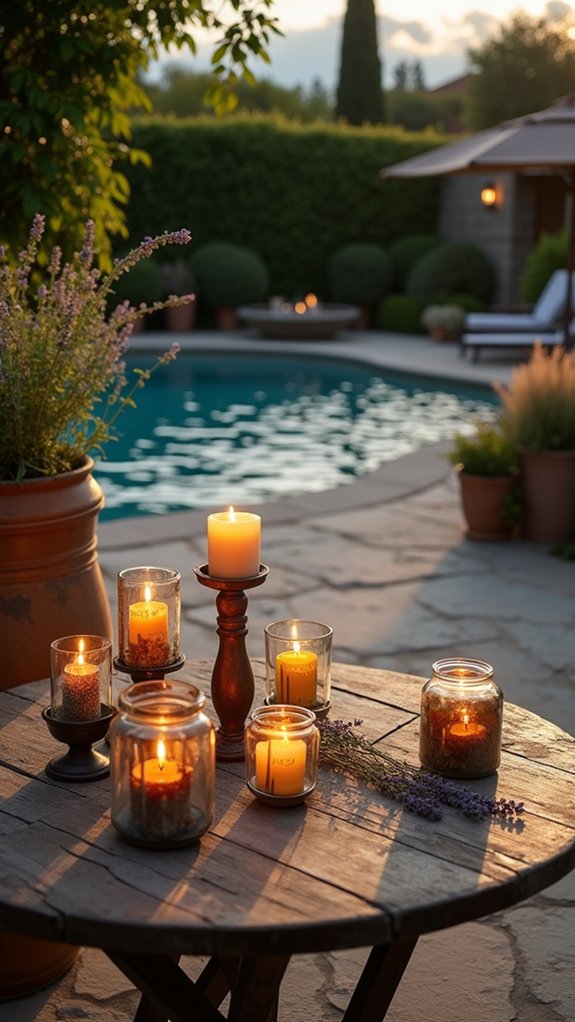 20 Cozy Patio Lighting Around Pool Ideas That Make Evenings Last Longer rustic candlelit patio ambiance