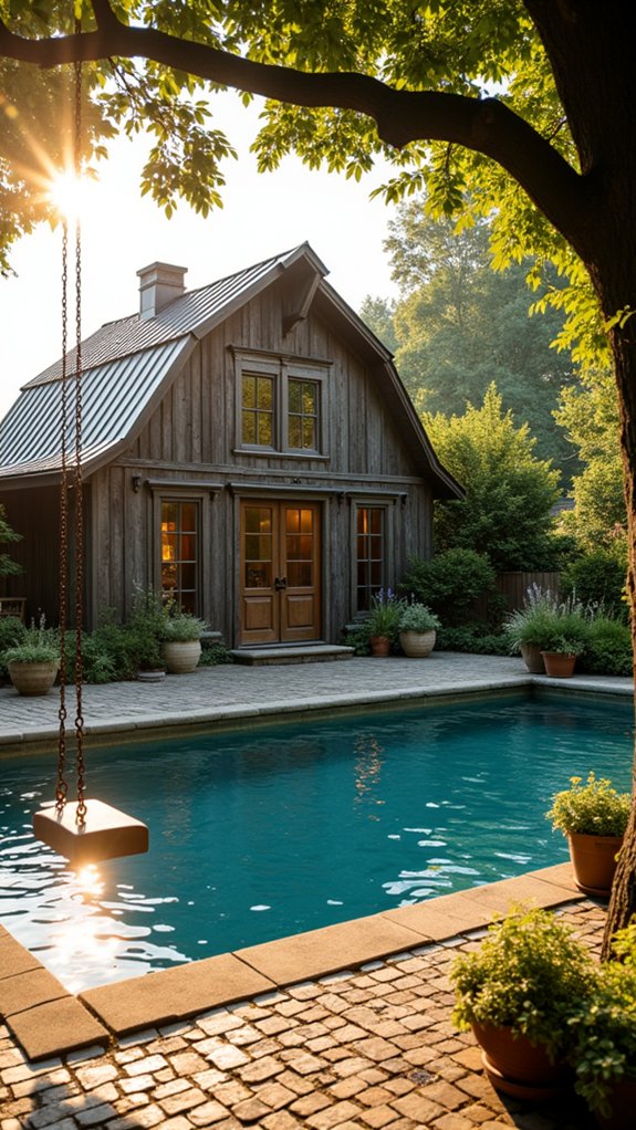 24 Farmhouse Pool House Ideas Full of Cozy Country Style rustic charm meets comfort