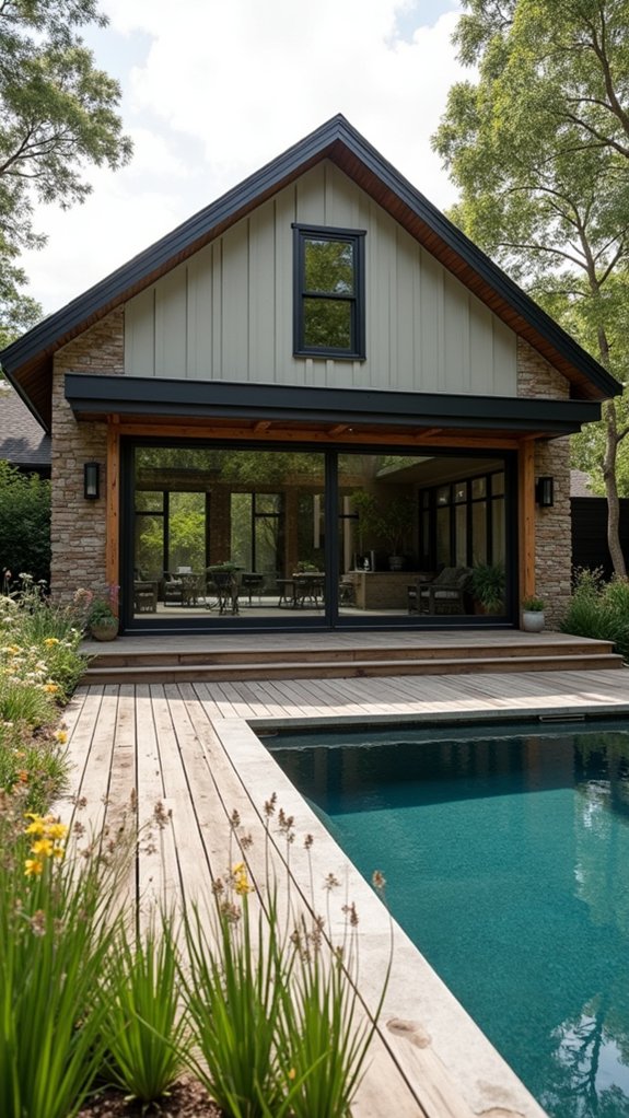 20 Modern Pool House Ideas With Sleek Architectural Details rustic charm meets contemporary