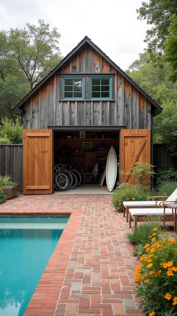 18 Practical Pool House With Garage Ideas For Extra Storage rustic charm with practicality