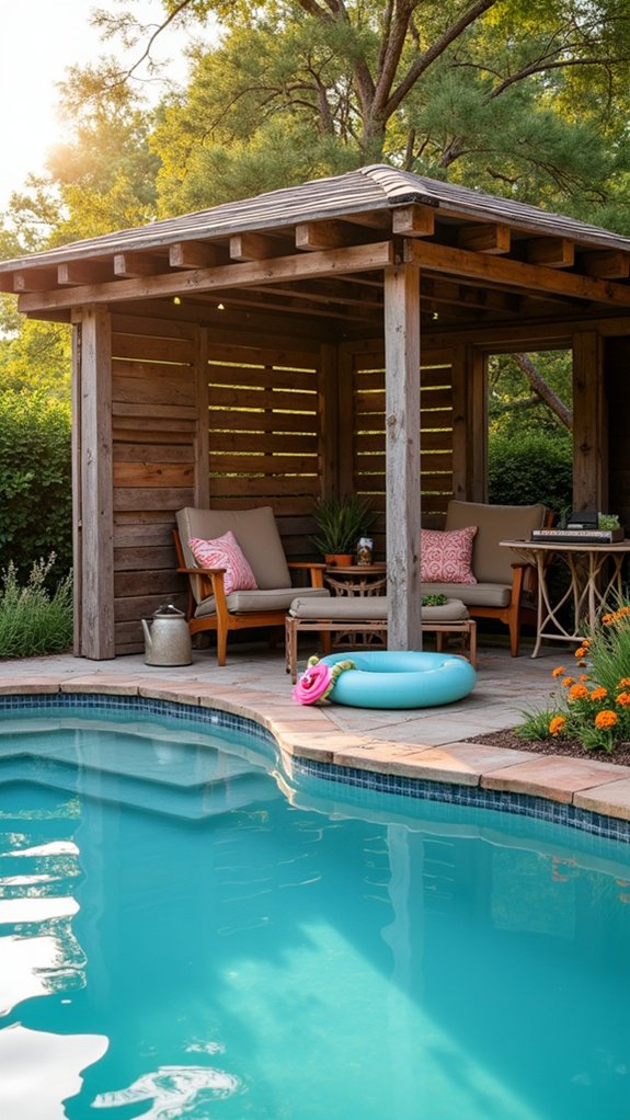 18 Simple DIY Pool Shade Ideas You Can Build Quickly rustic pallet wood shade