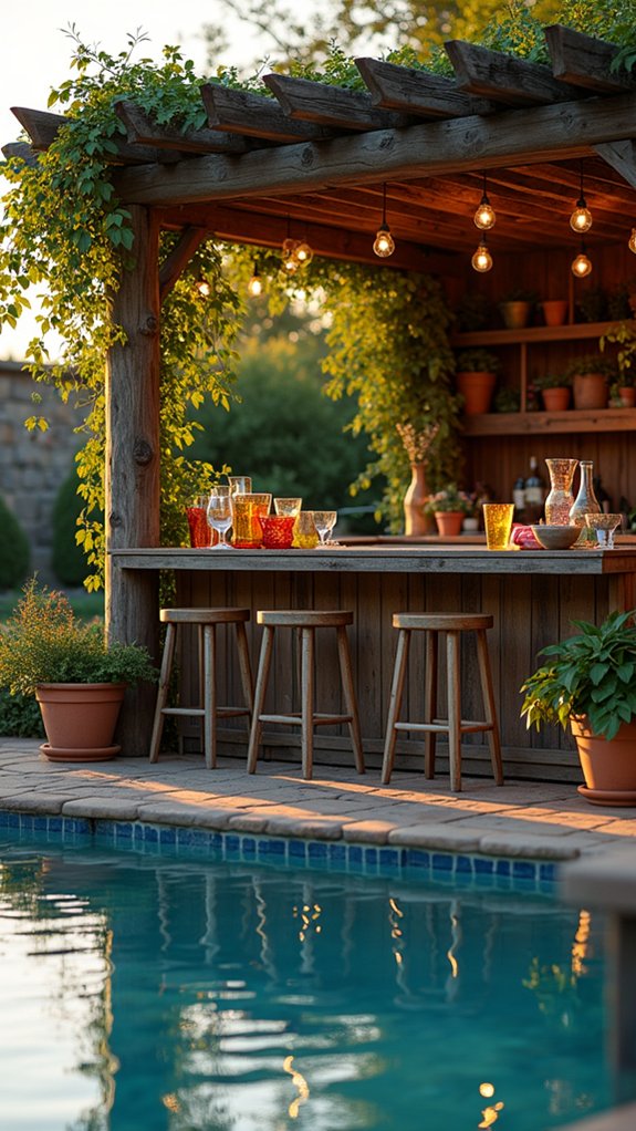 23 Fun Pool Pergola With Bar Ideas For Social Evenings rustic pergola with bar