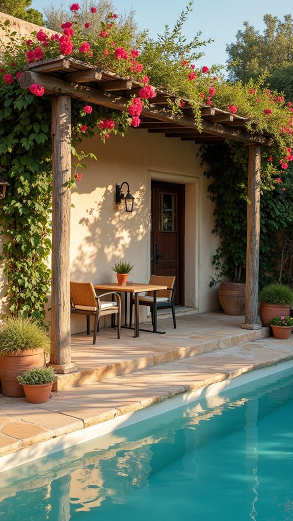 22 Mediterranean Pool House Ideas With Sun Washed Character rustic stone enhances charm