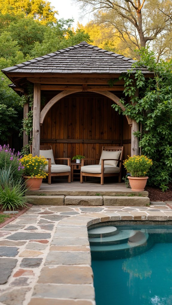 23 Elegant Pool House With Gazebo Ideas For Outdoor Gatherings rustic wooden gazebo retreat