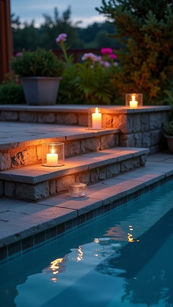 21 Helpful Pool Stairs Lighting Ideas That Guide Each Step safe stylish pool lighting