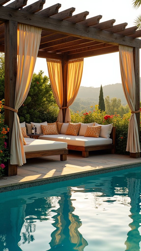 18 Charming Backyard Pool Pergola Ideas That Complete the Space scenic pergola by pool