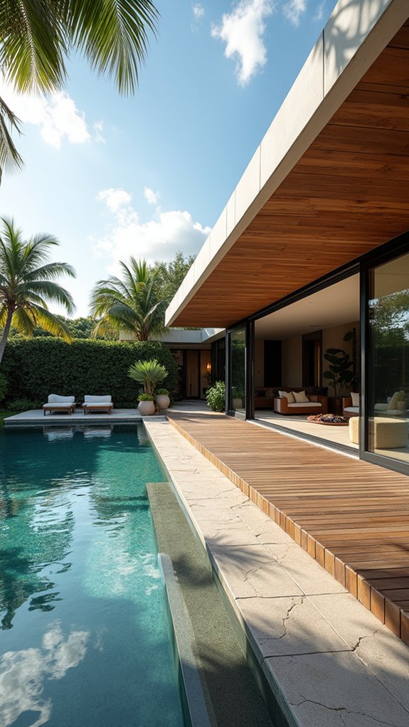 20 Modern Pool House Ideas With Sleek Architectural Details seamless indoor outdoor connection