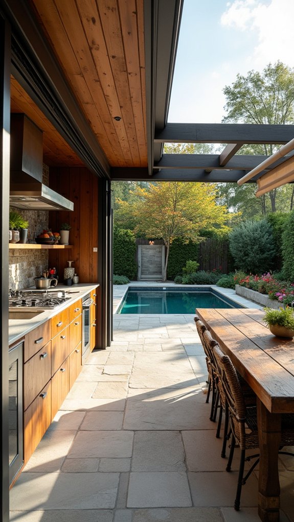 23 Functional Pool House With Outdoor Kitchen Ideas For Easy Entertaining seamless indoor outdoor living