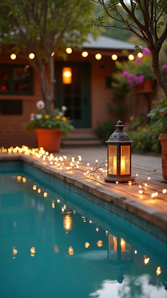 23 Charming String Lighting Around Pool Ideas That Add Simple Magic seasonal themed string lights