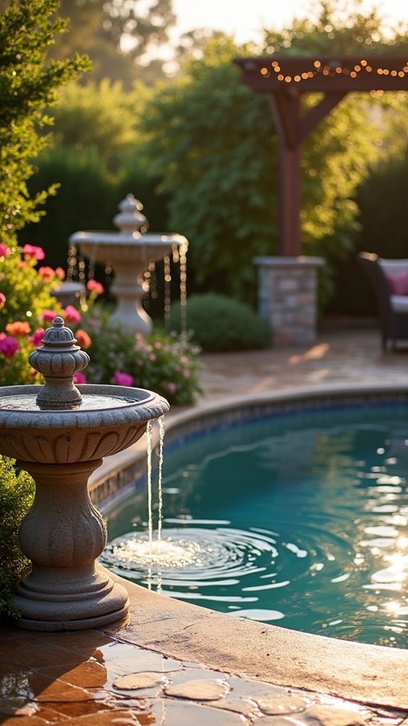 18 Elegant Pool Lighting Looks That Add Soft Sophistication serene ambiance with fountains