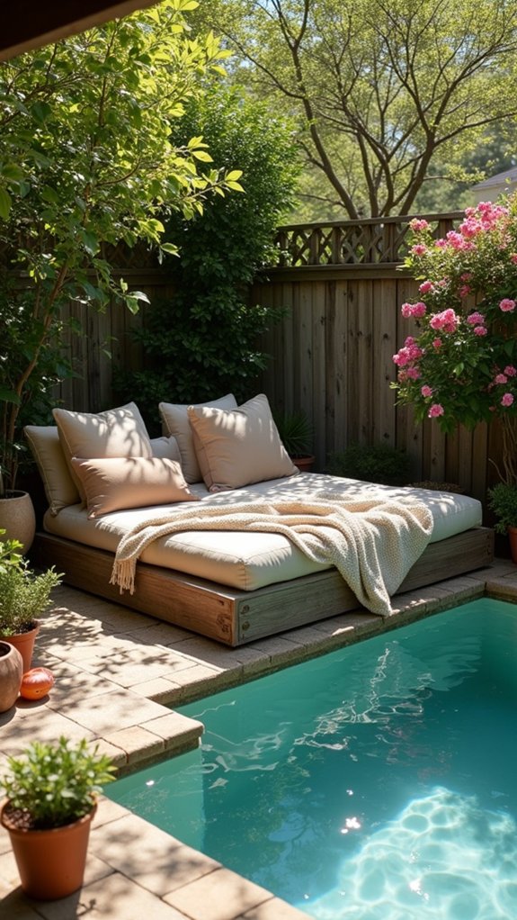 21 Clever Small Backyard Pool Cabana Ideas That Make Space Work Harder serene floating cabana oasis
