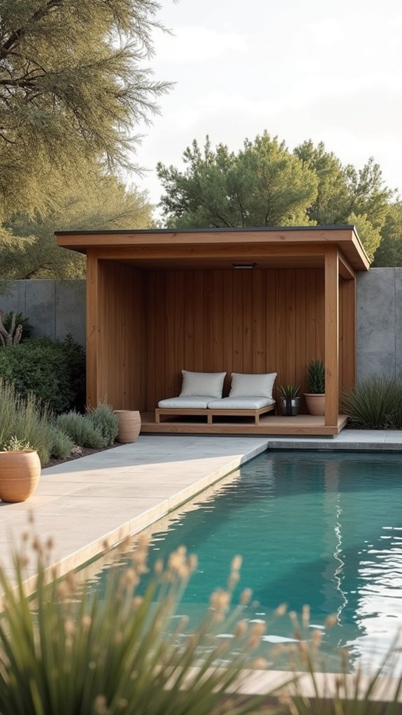 24 Beautiful Pool Gazebo Ideas That Add Shade and Structure serene minimalist outdoor oasis