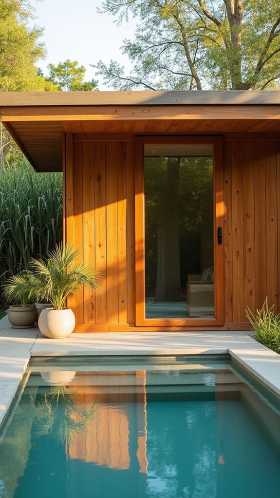 18 Serene Zen Pool House Design Ideas That Promote Calm serene minimalist wooden retreat