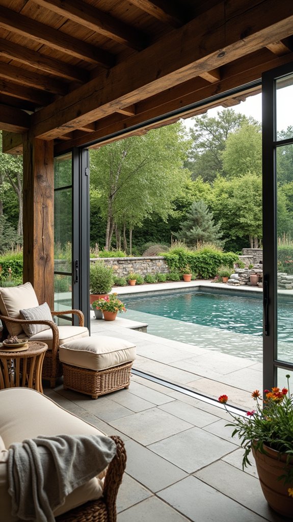 24 Farmhouse Pool House Ideas Full of Cozy Country Style sleek airy modern retreat