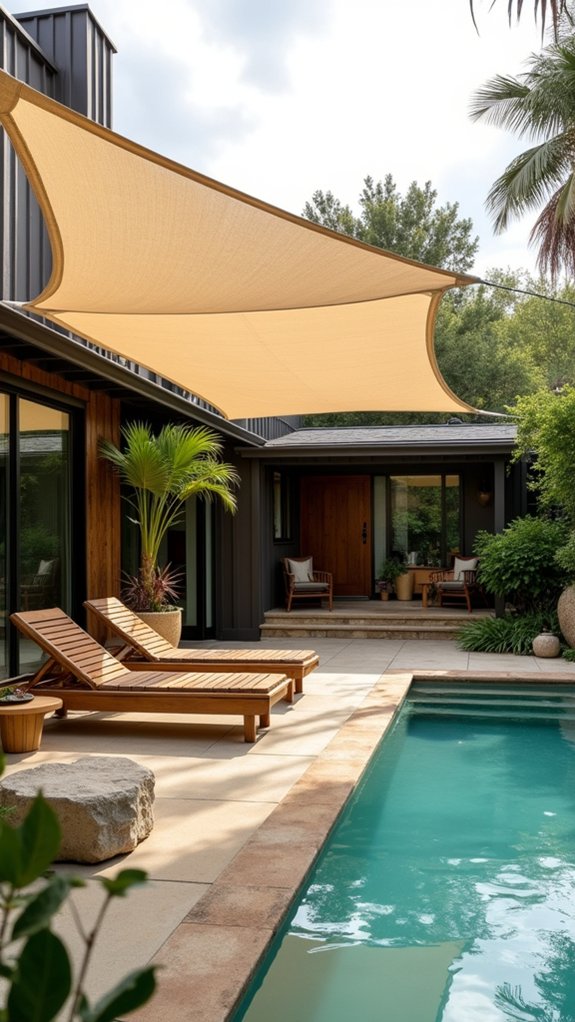 20 Practical Pool Shade Canopy Ideas For Hot Summer Days sleek colorful outdoor canopies