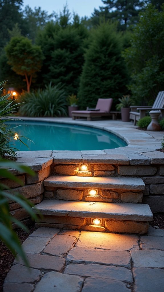 20 Subtle Pool Step Lighting Ideas That Keep Every Stair Visible sleek durable pool lighting