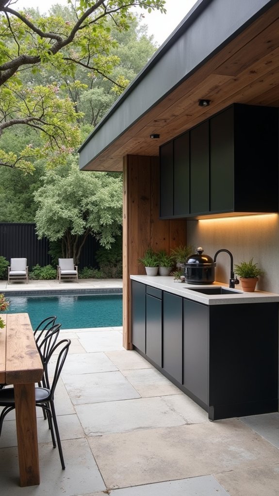 23 Functional Pool House With Outdoor Kitchen Ideas For Easy Entertaining sleek functional outdoor cooking