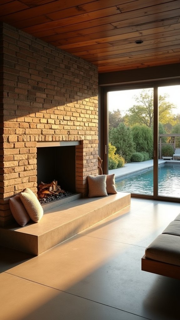 24 Cozy Pool House With Fireplace Ideas For Year Round Comfort sleek minimalist pool house