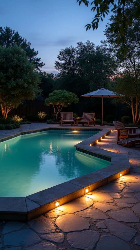 23 Gorgeous Backyard Pool Lighting Ideas That Create a Warm Evening Glow sleek modern pool ambiance