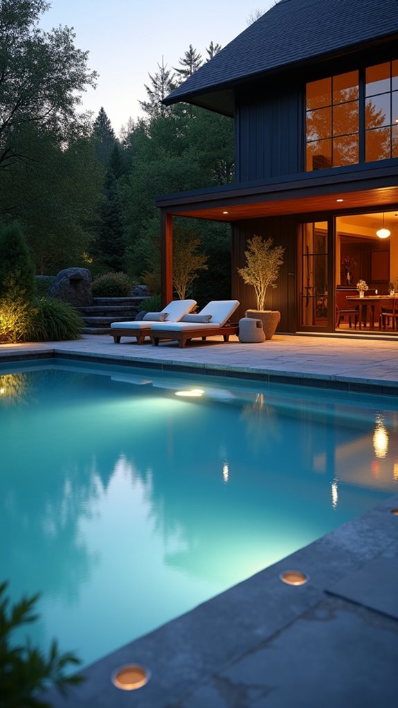 19 Outdoor Lighting Around Pool Ideas That Look Beautiful After Sunset sleek recessed lighting ambiance