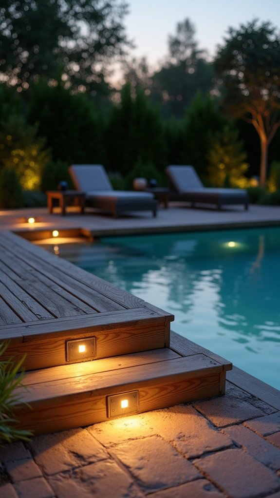 18 Elegant Pool Lighting Looks That Add Soft Sophistication sleek safety with subtle illumination