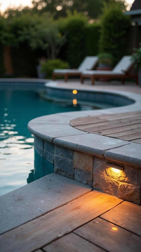 21 Helpful Pool Stairs Lighting Ideas That Guide Each Step sleek subtle step illumination