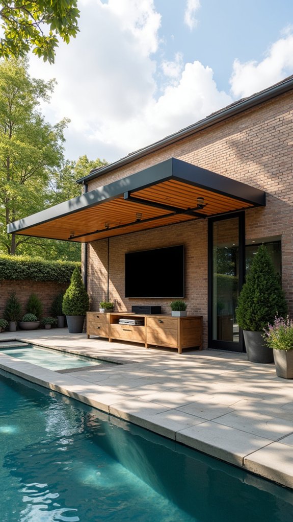 21 Trendy Pool Pergola With TV Ideas For Entertainment Outdoors smart bioclimatic outdoor living