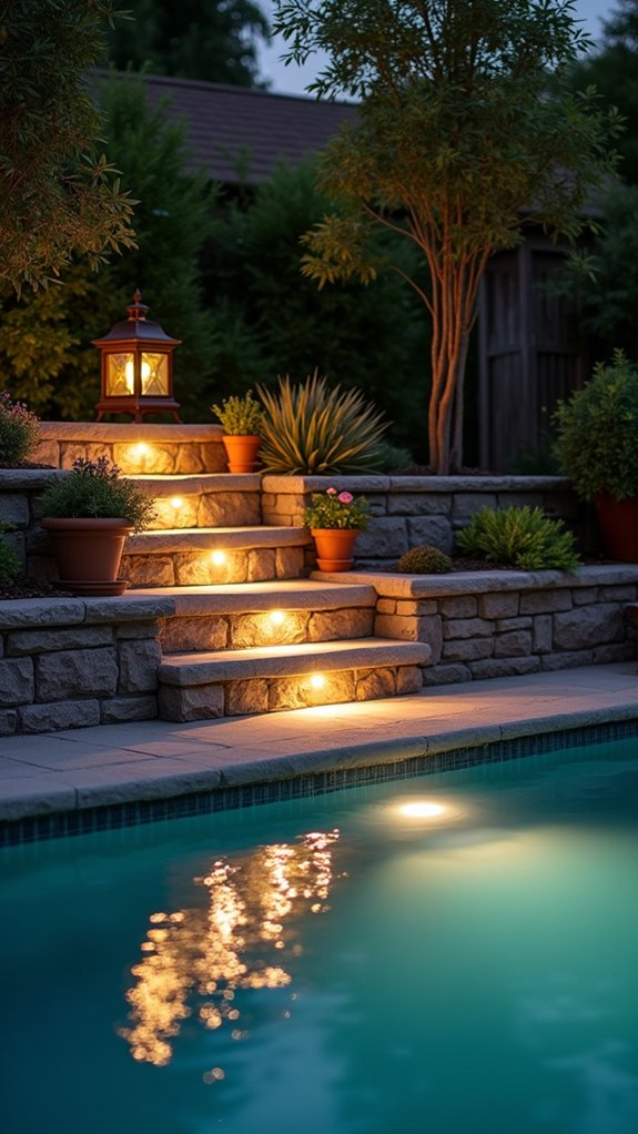 21 Helpful Pool Stairs Lighting Ideas That Guide Each Step smart convenient energy efficient lighting