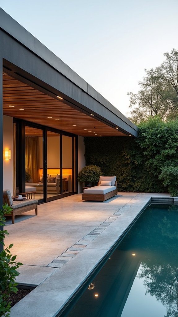 22 Modern Pool Pergola Ideas With Sleek Minimal Shapes smart outdoor living technology