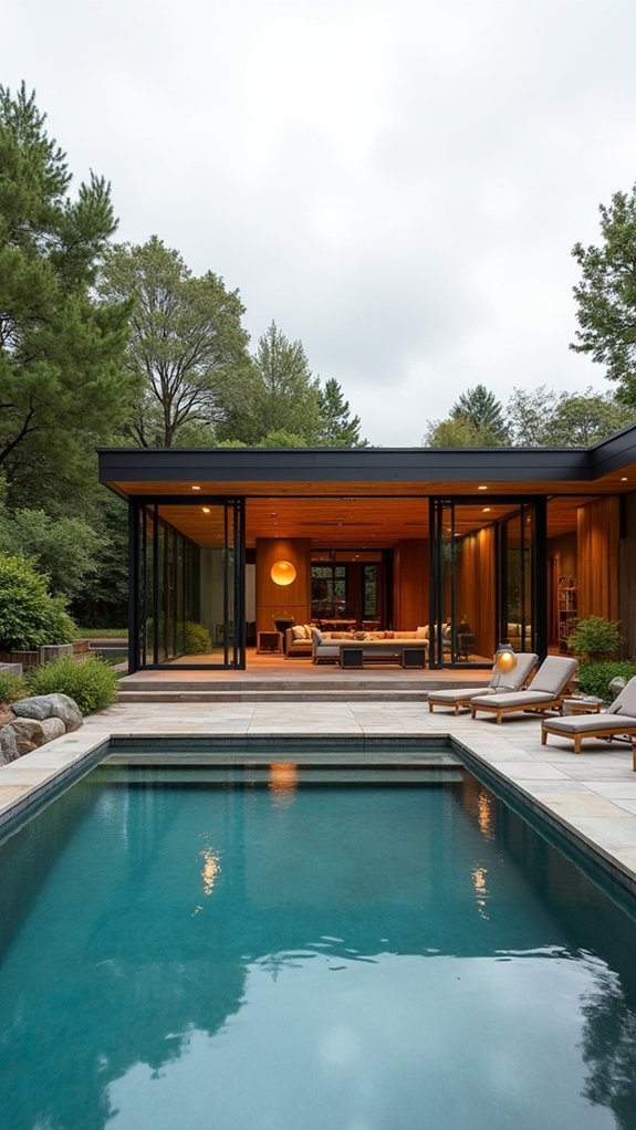 20 Modern Pool House Ideas With Sleek Architectural Details smart pool house convenience