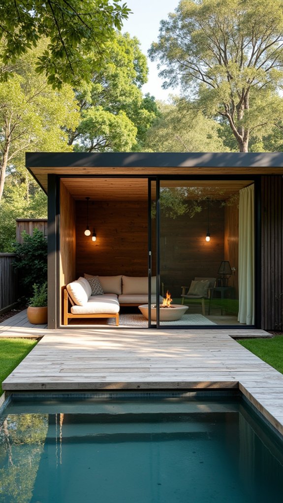 24 Creative Pool House For Small Backyard Ideas That Make Every Foot Count smart technology enhances convenience