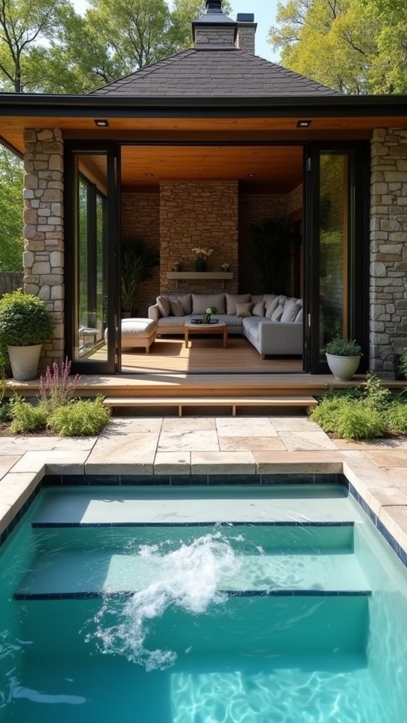 22 Refreshing Pool House With Jacuzzi Ideas For Pure Comfort smart technology enhances relaxation