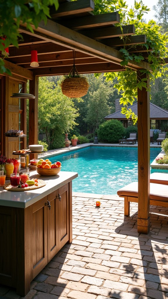 23 Fun Pool Pergola With Bar Ideas For Social Evenings snack counter for gatherings