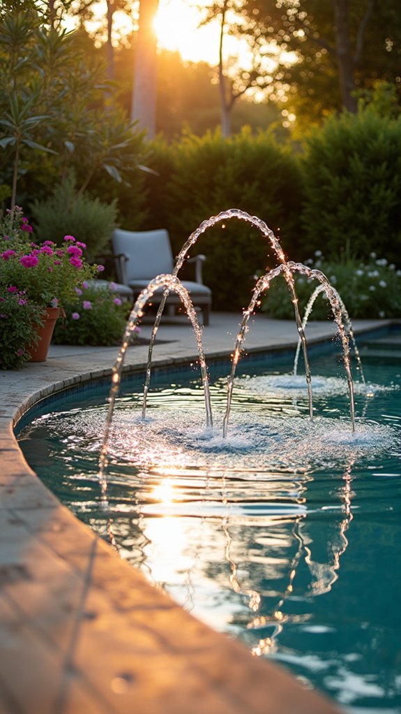 22 Fresh Pool Lighting Inspiration That Turns Water Into Art soothing ambiance with fountains