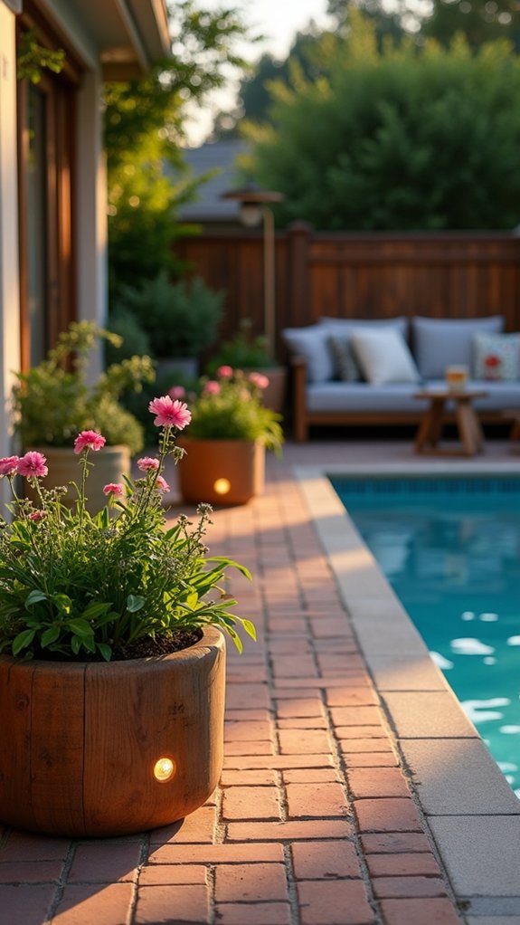 18 Clever Pool Deck Lighting Ideas That Improve Safety and Ambiance stunning illuminated planter ambiance