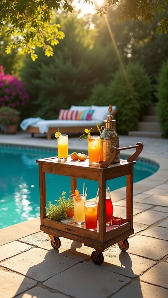 21 Fun Pool House With Bar Ideas That Elevate Summer Parties stylish functional customized bar cart