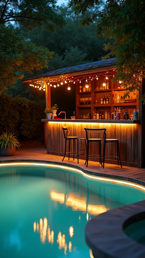 24 Soft Pool Edge Lighting Ideas That Outline the Water Beautifully stylish illuminated pool bar