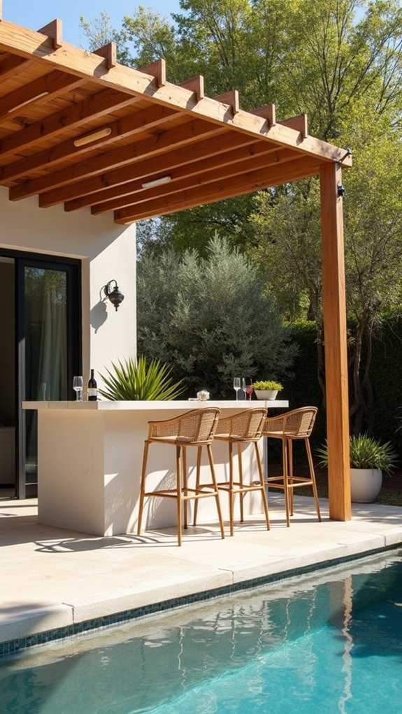 23 Fun Pool Pergola With Bar Ideas For Social Evenings stylish minimalist outdoor bar