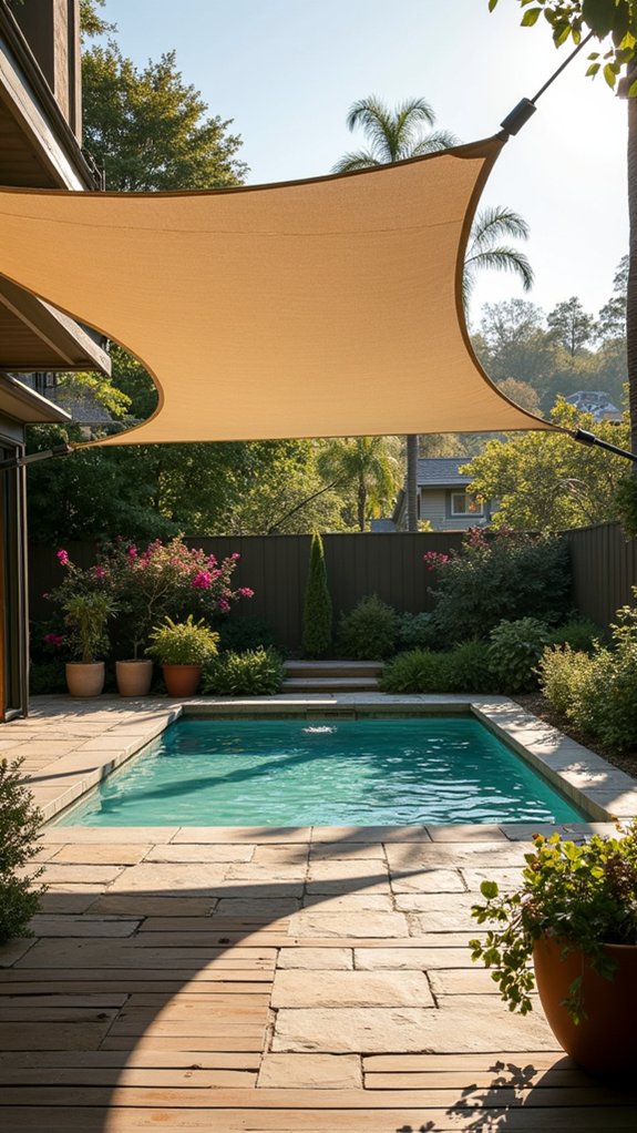 24 Smooth Retractable Pool Shade Ideas That Adjust Effortlessly stylish modern shade structures