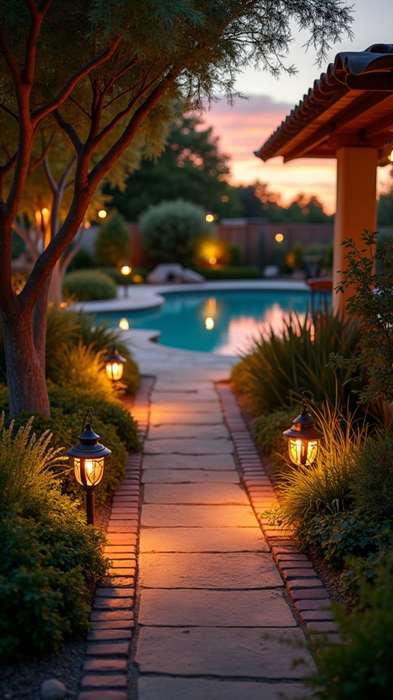 20 Inspiring Pool Lighting Design Concepts That Highlight Every Feature stylish pathway lights illuminate
