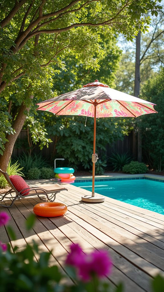 18 Easy Pool Shade Umbrella Ideas For Quick Relief stylish personalized poolside umbrellas