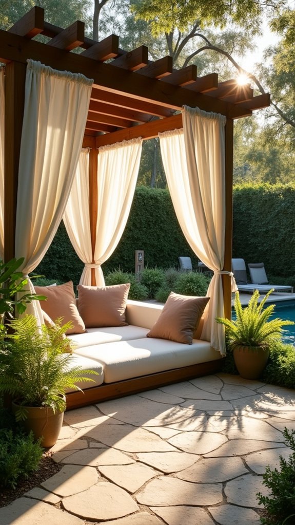 24 Beautiful Pool Shade Pavilion Ideas That Create a Retreat stylish shaded outdoor retreat