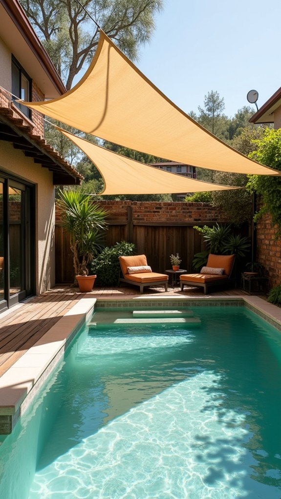 24 Smooth Retractable Pool Shade Ideas That Adjust Effortlessly stylish uv protection sails
