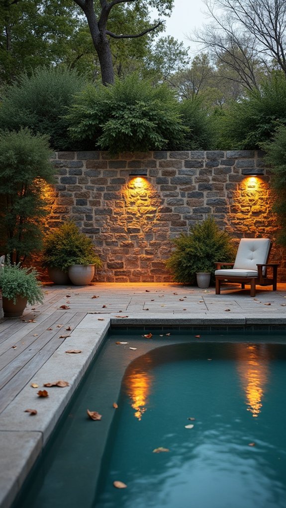 23 Warm Pool Wall Lighting Ideas That Wash Surfaces With Gentle Light subtle illumination for relaxation