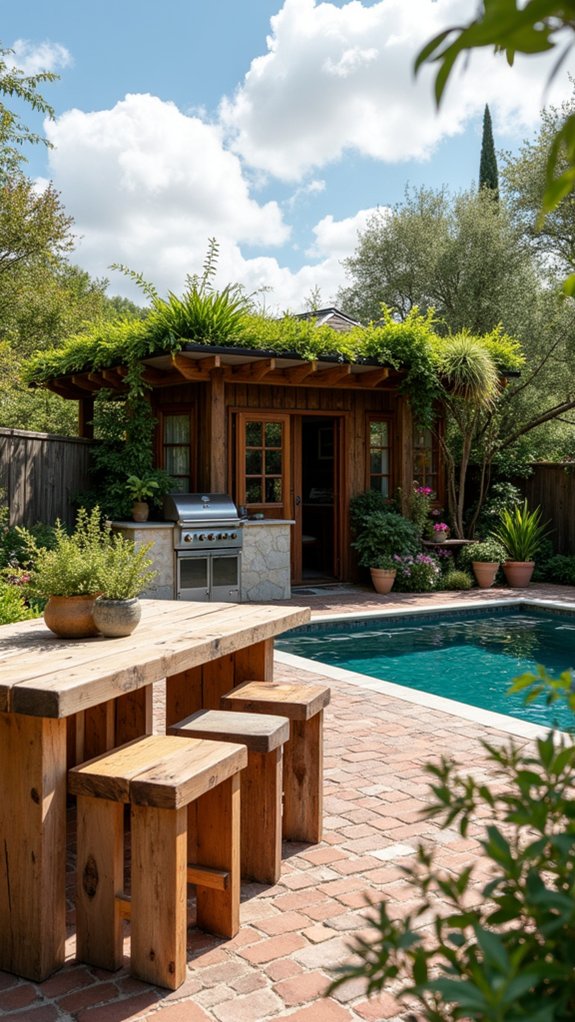 23 Functional Pool House With Outdoor Kitchen Ideas For Easy Entertaining sustainable materials for design