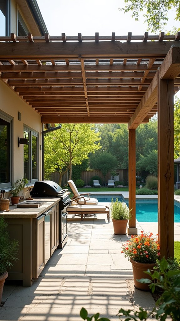 24 Practical Pool Pergola With Kitchen Ideas For Outdoor Cooking sustainable outdoor cooking space