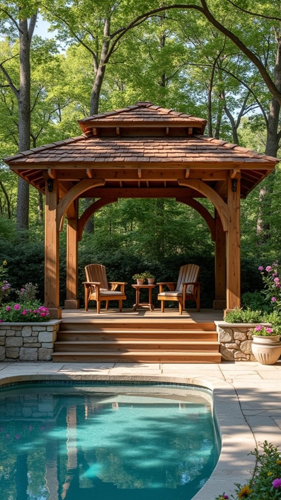 25 Inviting Rustic Pool Gazebo Ideas With Natural Materials timeless cedar pool gazebo