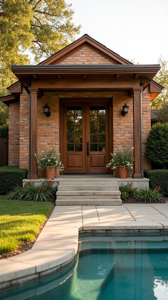 23 Stylish Pool House Exterior Ideas That Boost Curb Appeal timeless elegance with brick