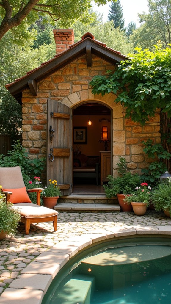 19 Rustic Pool House Ideas With Warm Natural Charm timeless rustic stone retreat