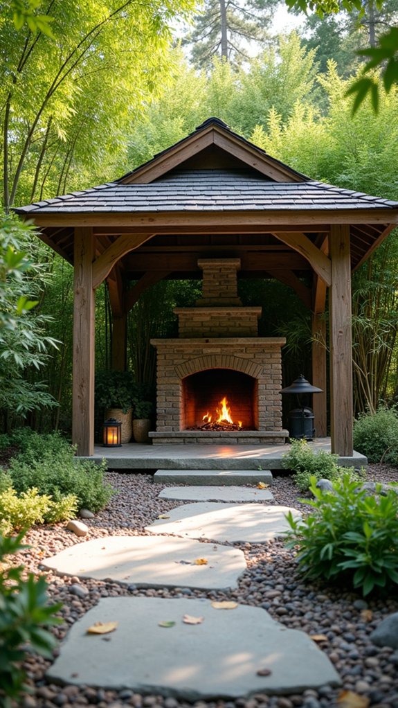 22 Warm Pool Gazebo With Fireplace Ideas That Extend the Season tranquil retreat with fire